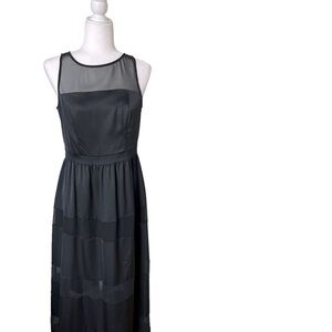 The Limited Maxi Satin and Sheer Dress in Black Color Size 4